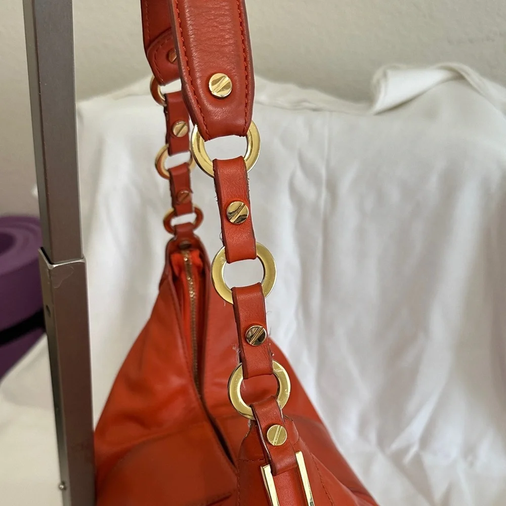 Tory Burch Vibrant Orange Leather Hobo Bag - Picture 6 of 16